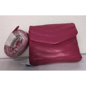 The Drop Quilted Crossbody Shoulder Bag Women’s Bright Pink Faux Leather